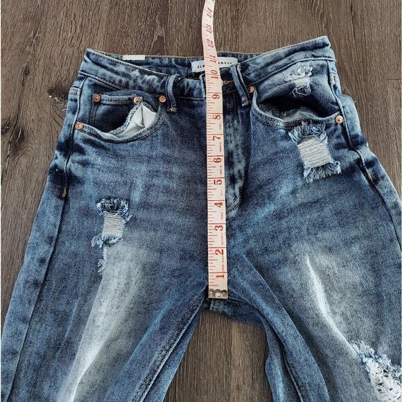 Almost Famous Distressed Raw Hem High Rise Skinny Jeans Size 0 - Picture 6 of 8